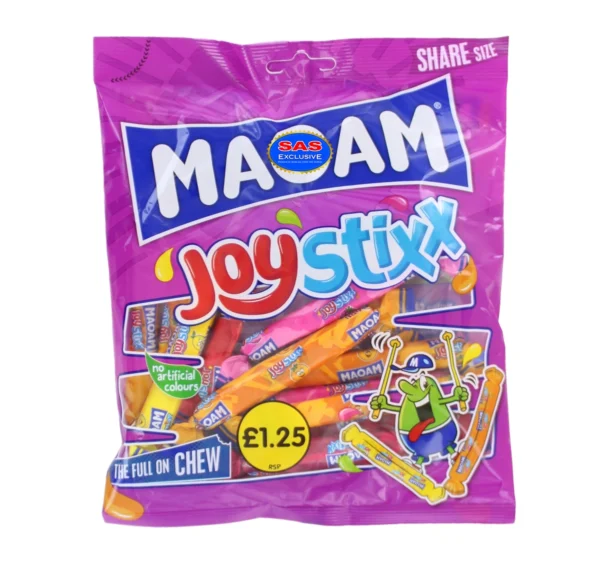MAOAM Joystixx Chewy Fruit Flavour Candy Sticks Share Bag UK