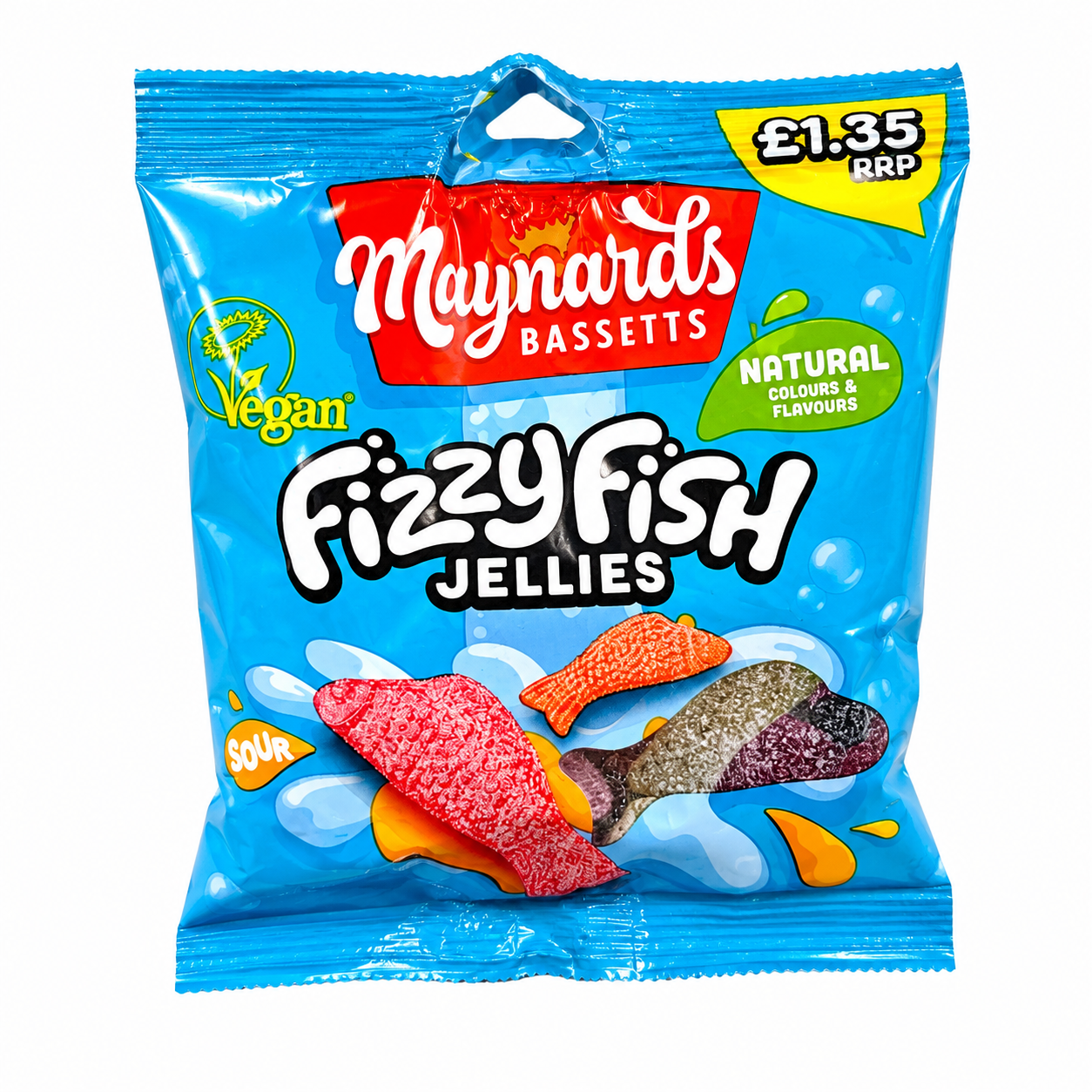 Maynards Bassetts Fizzy Fish Jellies Vegan Sweets Share Bag UK