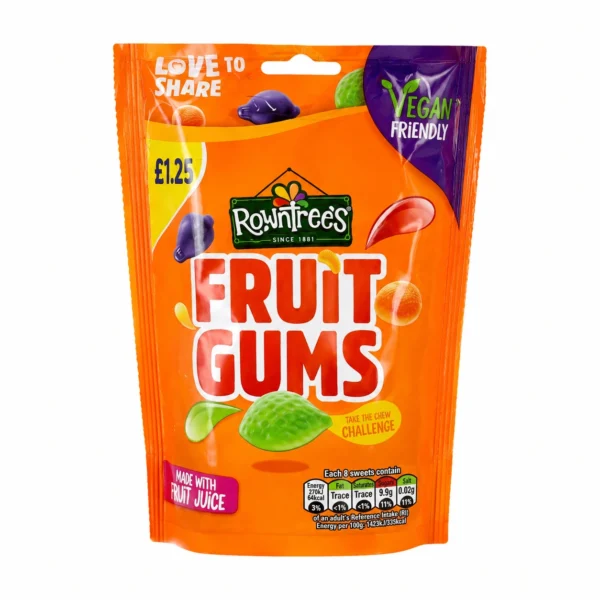 Rowntree's Fruit Gums Vegan Friendly Fruit Flavoured Sweets Share Bag